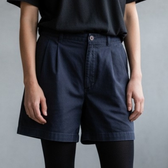 R.G. Browns Pants - Vintage Black 100% Cotton Classic Wide Leg High-Waisted Shorts